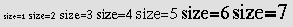 Example of rendering of various font sizes